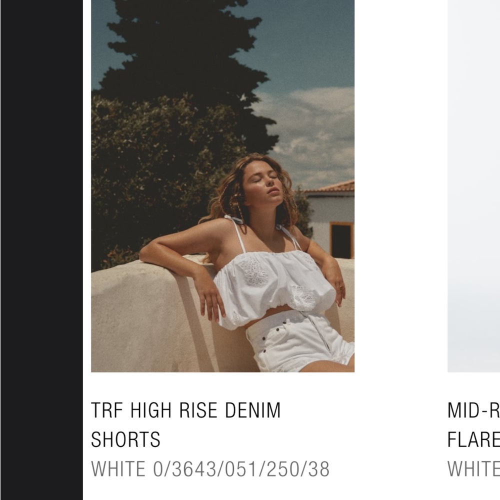 Zara TRF HIGH RISE white shorts
